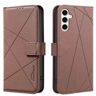 For Samsung Galaxy A24 4G Geometric Pattern RFID Leather Phone Case(Brown)