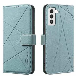 For Samsung Galaxy S21 FE 5G Geometric Pattern RFID Leather Phone Case(Green)
