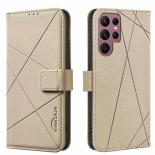For Samsung Galaxy S21 Ultra 5G Geometric Pattern RFID Leather Phone Case(Beige)