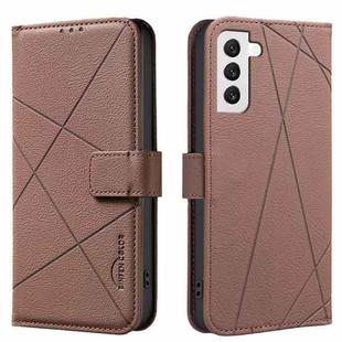 For Samsung Galaxy S22+ 5G Geometric Pattern RFID Leather Phone Case(Brown)