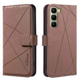 For Infinix Hot 60 Pro 4G Geometric Pattern RFID Leather Phone Case(Brown)