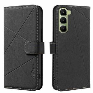 For Infinix Hot 60 Pro 4G Geometric Pattern RFID Leather Phone Case(Black)