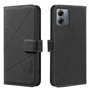 For Motorola Moto G14 4G / G54 5G EU Geometric Pattern RFID Leather Phone Case(Black)