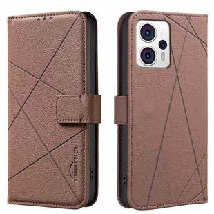 For Motorola Moto G73 5G Geometric Pattern RFID Leather Phone Case(Brown)