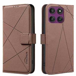 For Motorola Edge 60 Pro Geometric Pattern RFID Leather Phone Case(Brown)