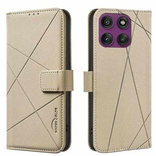For Motorola Edge 60 Pro Geometric Pattern RFID Leather Phone Case(Beige)