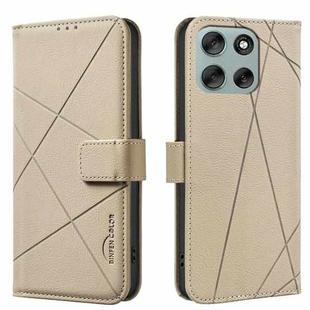 For Motorola Moto G56 5G Geometric Pattern RFID Leather Phone Case(Beige)