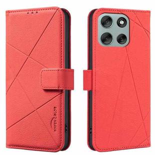 For Motorola Moto G56 5G Geometric Pattern RFID Leather Phone Case(Red)
