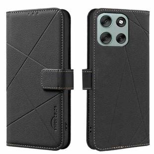 For Motorola Moto G56 5G Geometric Pattern RFID Leather Phone Case(Black)