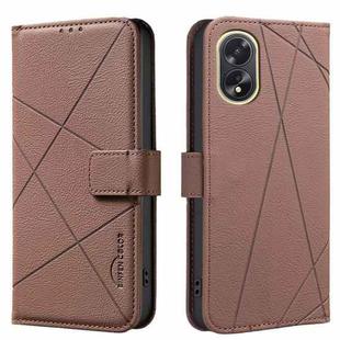 For OPPO A38 4G / A18 4G Geometric Pattern RFID Leather Phone Case(Brown)
