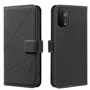 For OPPO A74 5G / A93 5G / A54 5G Geometric Pattern RFID Leather Phone Case(Black)