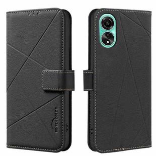 For OPPO A78 4G Geometric Pattern RFID Leather Phone Case(Black)