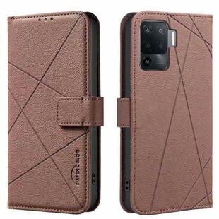 For OPPO A94 4G / Reno5 F / F19 Rro Geometric Pattern RFID Leather Phone Case(Brown)