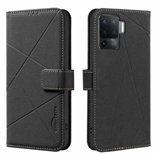 For OPPO A94 4G / Reno5 F / F19 Rro Geometric Pattern RFID Leather Phone Case(Black)