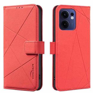 For OPPO Reno13 F 5G Geometric Pattern RFID Leather Phone Case(Red)