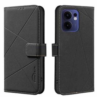 For OPPO Reno13 F 5G Geometric Pattern RFID Leather Phone Case(Black)