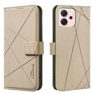 For OPPO Reno14 F 5G Geometric Pattern RFID Leather Phone Case(Beige)