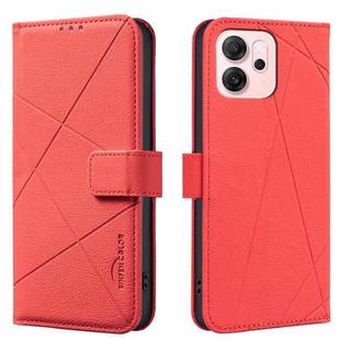 For OPPO Reno14 F 5G Geometric Pattern RFID Leather Phone Case(Red)
