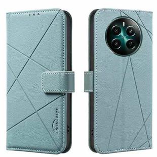 For Realme 12+ 5G Geometric Pattern RFID Leather Phone Case(Green)