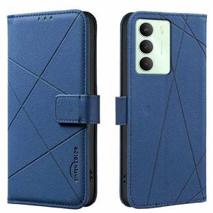 For Realme 14x 5G Geometric Pattern RFID Leather Phone Case(Blue)