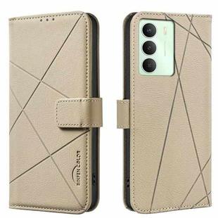 For Realme 14x 5G Geometric Pattern RFID Leather Phone Case(Beige)