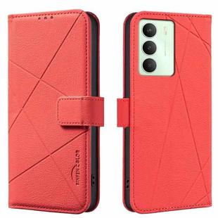 For Realme 14x 5G Geometric Pattern RFID Leather Phone Case(Red)