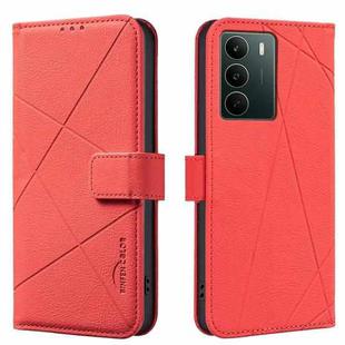 For Realme C71 4G Global Geometric Pattern RFID Leather Phone Case(Red)