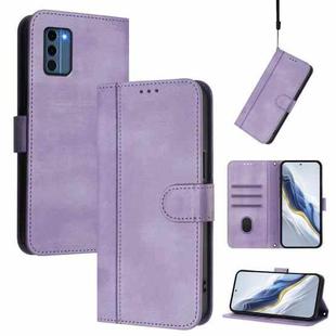 For Nokia C300 Line Splicing Buckle Retro Leather Phone Case(Purple)