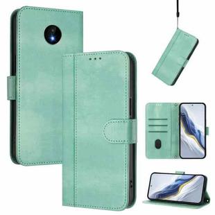 For Nokia C10 / C20 Line Splicing Buckle Retro Leather Phone Case(Mint Green)
