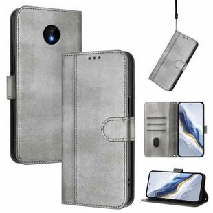 For Nokia C10 / C20 Line Splicing Buckle Retro Leather Phone Case(Grey)