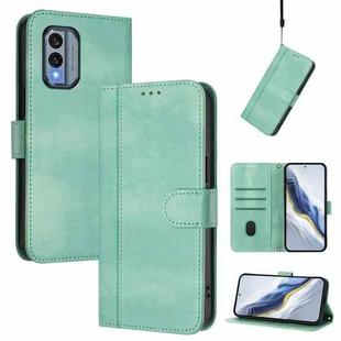 For Nokia X30 5G Line Splicing Buckle Retro Leather Phone Case(Mint Green)