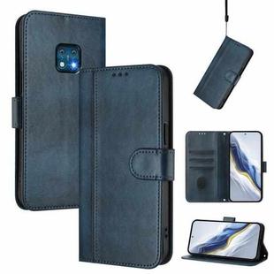 For Nokia XR20 Line Splicing Buckle Retro Leather Phone Case(Dark Blue)