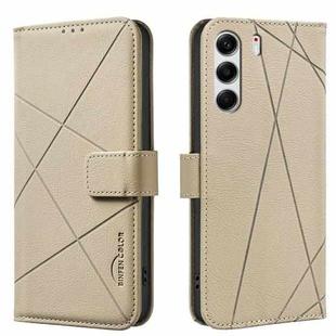 For Tecno Camon 40 Pro 4G Geometric Pattern RFID Leather Phone Case(Beige)