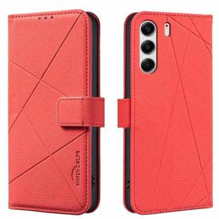 For Tecno Camon 40 Pro 4G Geometric Pattern RFID Leather Phone Case(Red)