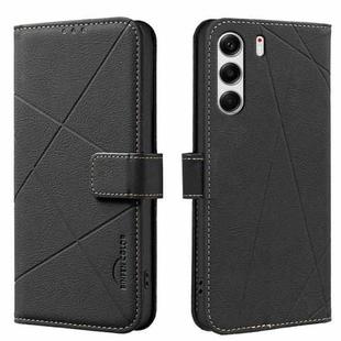 For Tecno Camon 40 Pro 4G Geometric Pattern RFID Leather Phone Case(Black)