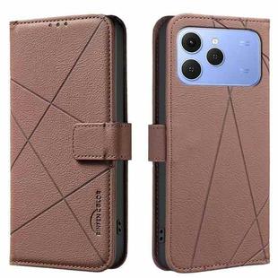 For Tecno Spark 40 4G Geometric Pattern RFID Leather Phone Case(Brown)