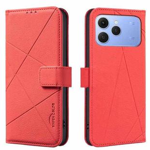 For Tecno Spark 40 4G Geometric Pattern RFID Leather Phone Case(Red)