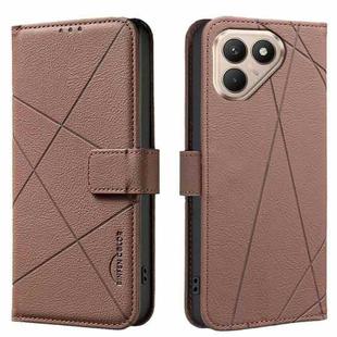 For Tecno Pova 7 Ultra 5G Geometric Pattern RFID Leather Phone Case(Brown)