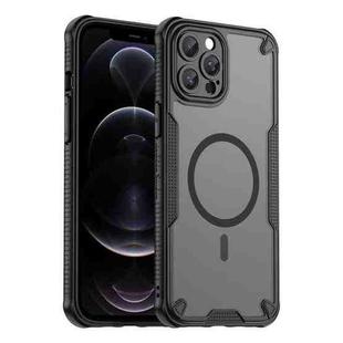 For iPhone 12 Pro Max Armor Glaze MagSafe Magnetic Phone Case(Black)