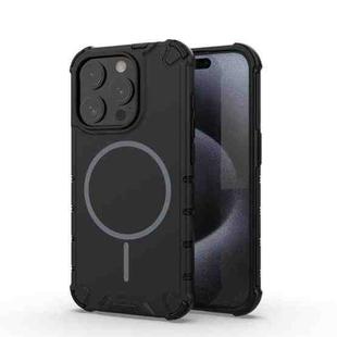 For iPhone 15 Pro Grating Solid Color MagSafe Magnetic Phone Case(Black)