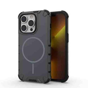 For iPhone 14 Pro Grating Solid Color MagSafe Magnetic Phone Case(Dark Grey)