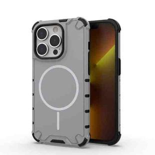 For iPhone 14 Pro Grating Solid Color MagSafe Magnetic Phone Case(Light Grey)