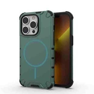 For iPhone 14 Pro Grating Solid Color MagSafe Magnetic Phone Case(Green)