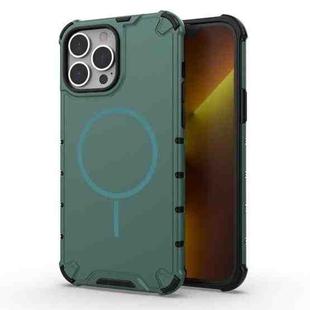 For iPhone 13 Pro Max Grating Solid Color MagSafe Magnetic Phone Case(Green)