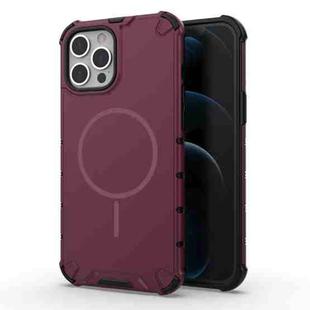 For iPhone 12 Pro Max Grating Solid Color MagSafe Magnetic Phone Case(Red)