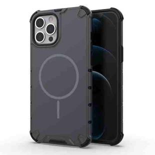 For iPhone 12 Pro Max Grating Solid Color MagSafe Magnetic Phone Case(Dark Grey)