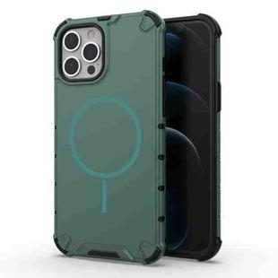 For iPhone 12 Pro Max Grating Solid Color MagSafe Magnetic Phone Case(Green)