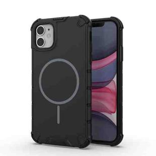 For iPhone 11 Grating Solid Color MagSafe Magnetic Phone Case(Black)
