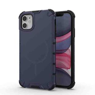 For iPhone 11 Grating Solid Color MagSafe Magnetic Phone Case(Dark Blue)