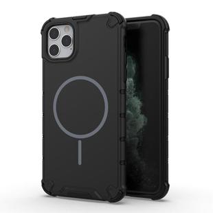 For iPhone 11 Pro Max Grating Solid Color MagSafe Magnetic Phone Case(Black)